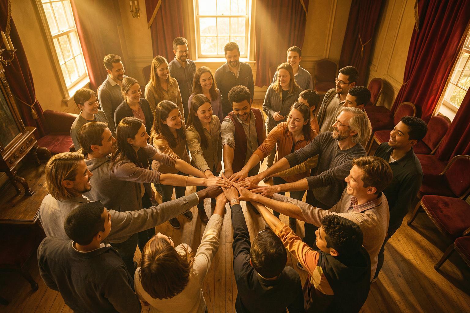 Founding Circle members — men, women and youth — joined in a circle of commitment